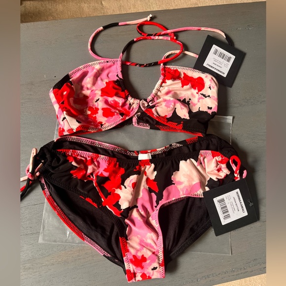 Norma Kamali floral bouquet Jason bikini top & bottoms Set size S - Picture 3 of 12